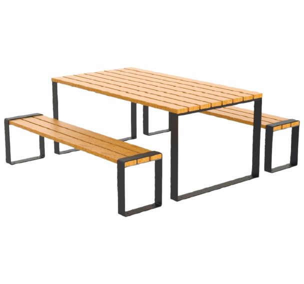 Table bancs HOURTIN 180 cm bois/acier