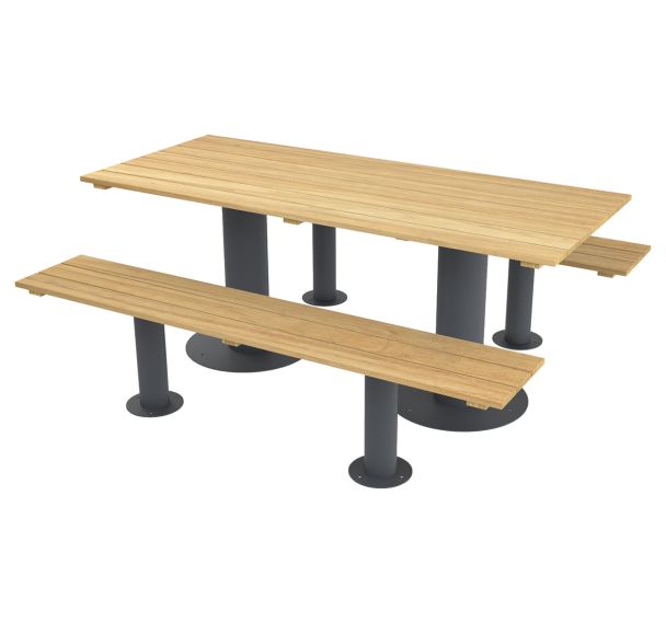 Table bancs MOKA 1.80 m robinier/acier anthracite 7016