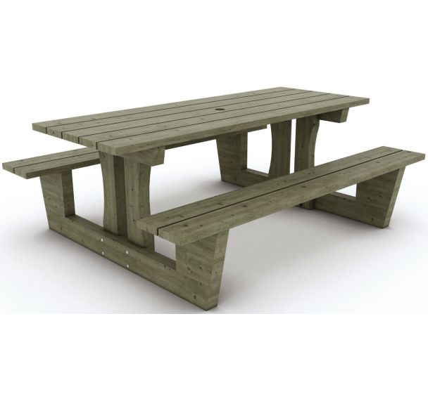 Table bancs Queffen 200x145x75 cm - pin