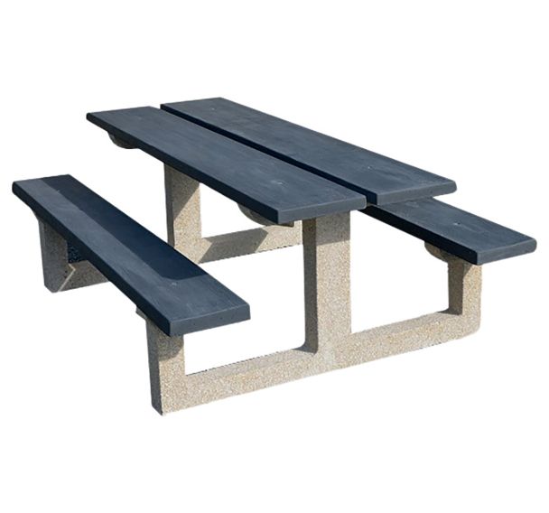 Table bancs RUBUS 2 m béton gris foncé/blanc