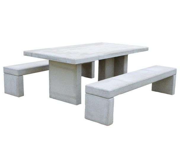 Table bancs RUBUS PMR béton blanc