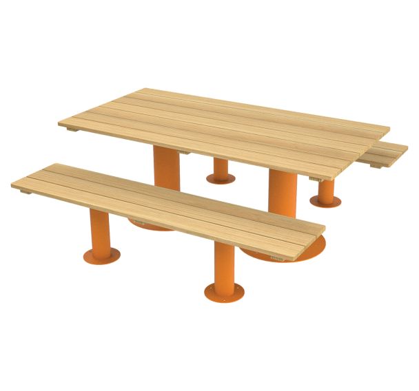 Table bancs TINOU 1.50 m robinier/acier jaune 1028