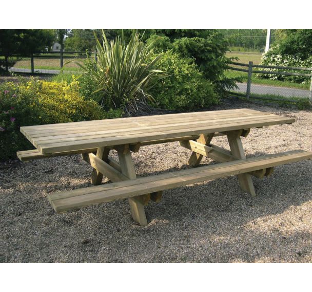 Table bancs en bois grand plateau
