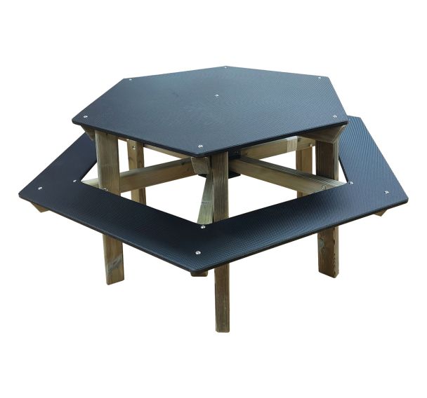 Table bancs hexagonale enfants RNT non peinte