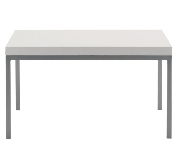 Table basse Atrium carré plateau Blanc pied Alu