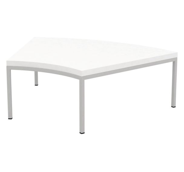Table basse Atrium concave plateau blanc pied Alu