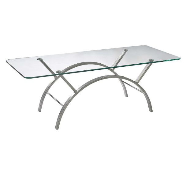Table basse EVA plateau verre pied Gris alu 51 x 122 cm