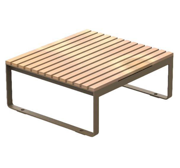 Table basse PIRO 63,5 x 58,5 cm bois massif/acier taupe 7006