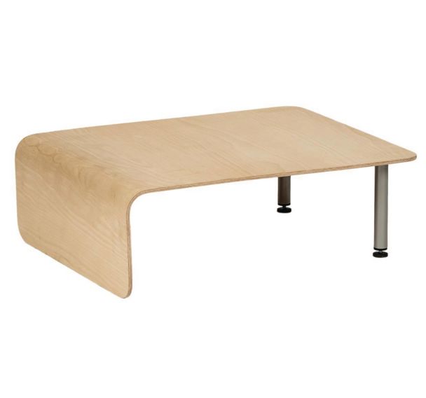 Table basse POK 74 x 61 x 25 cm Hêtre/Gris alu