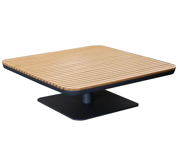 Table basse carrée Freedom lames composite/alu - marron/graphite