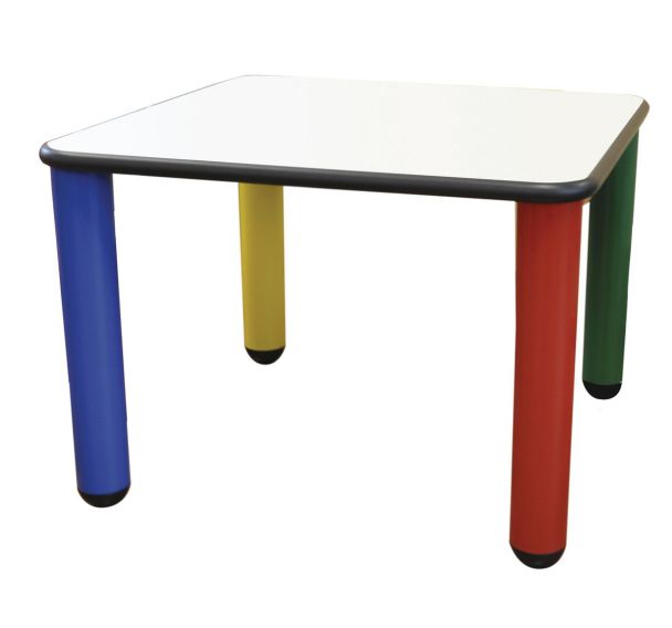 Table carrée Nido pieds multicolores