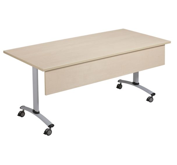 Table carrée avec voile de fond plateau mélaminé pivotant Axe Manutan Expert