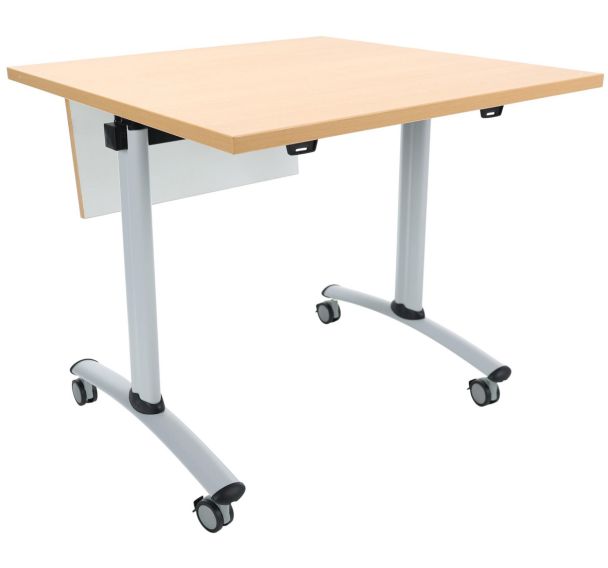 Table carrée avec voile de fond plateau mélaminé pivotant Axe Manutan Expert