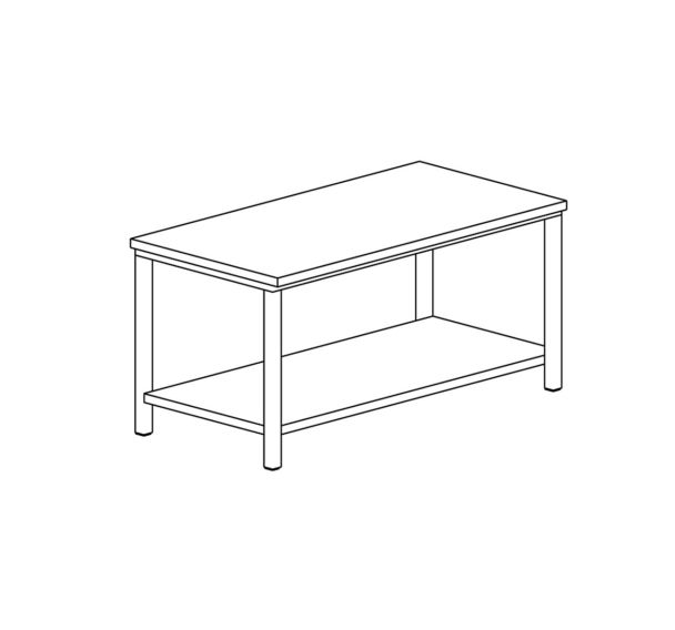 Table centrale avec étagère basse gamme 600- TE086/1