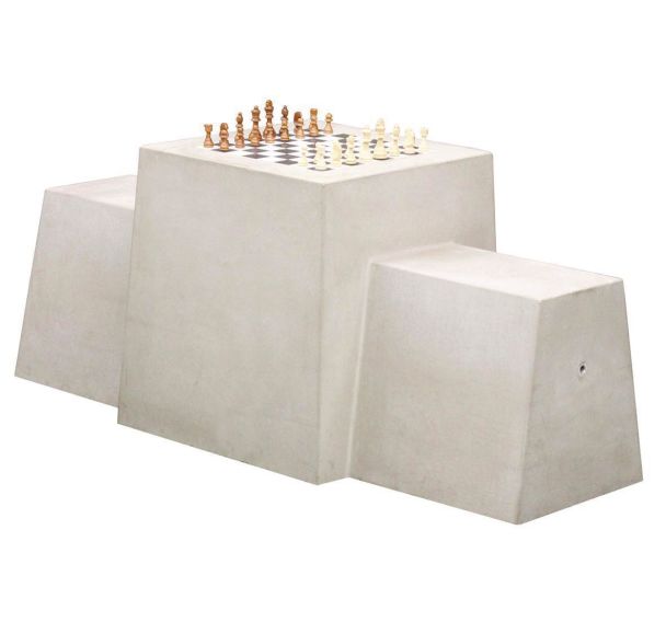 Table d'échecs et bancs béton