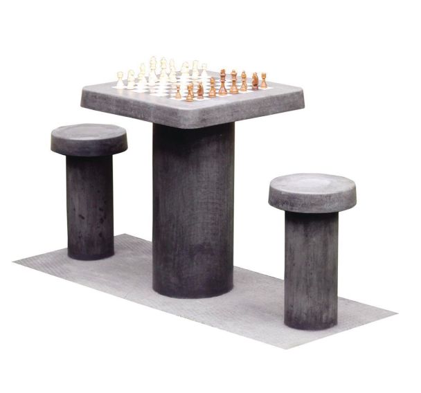 Table d échecs et tabourets 2 personnes béton