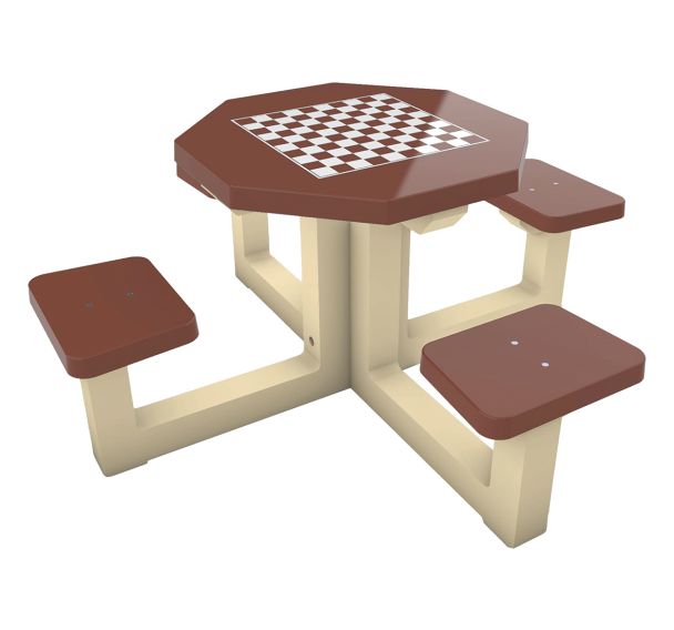 Table PIONY échec dames béton aspect bois/gravillons lavés