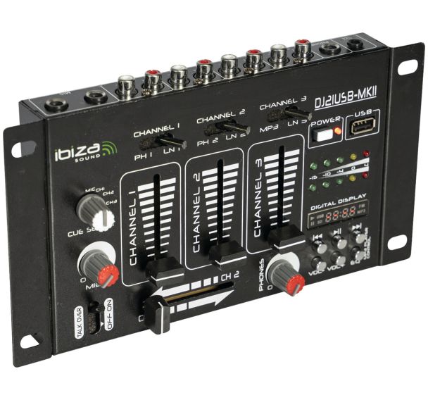 Table de mixage DJ21USB-MKII 4 voies 7 canaux USB - Ibiza Sound