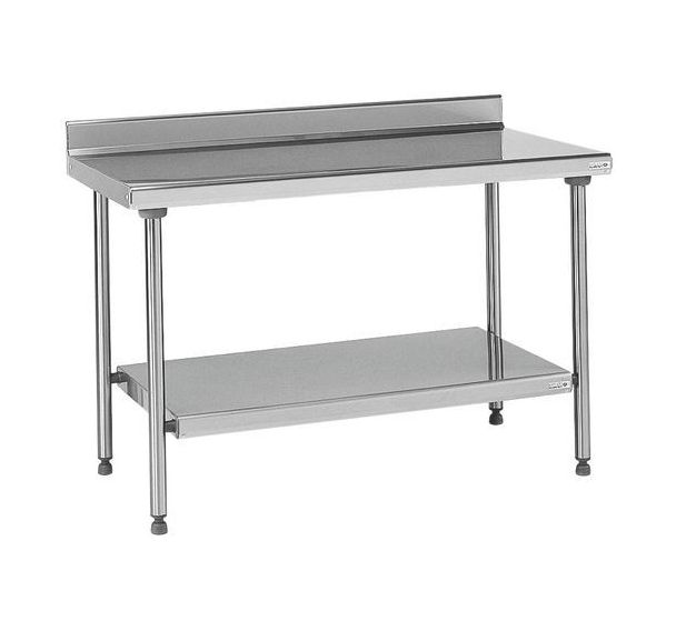 Table de préparation TOURNUS EQUIPEMENT à dosseret et avec étagère L.160 cm