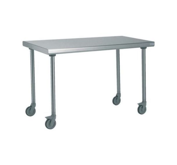 Table de préparation inox 1200cm roulettes reconditionnée
