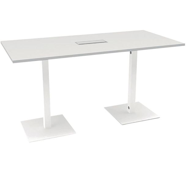 Table réunion haute 210x100cm GREKO Gris/Blanc