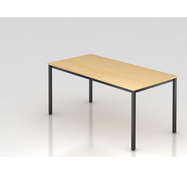 Table de réunion carrée à pieds noirs - 160x80 cm - Hammerbacher