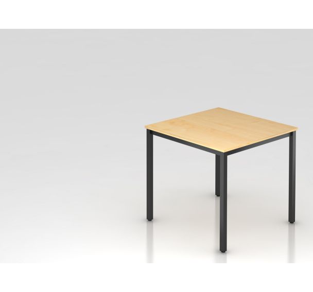 Table de réunion carrée à pieds noirs - 80x80 cm - Hammerbacher