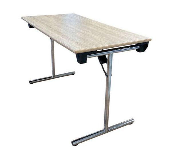 Table de réunion et d'accueil pliante reconditionnée - 120x60 cm - Beige
