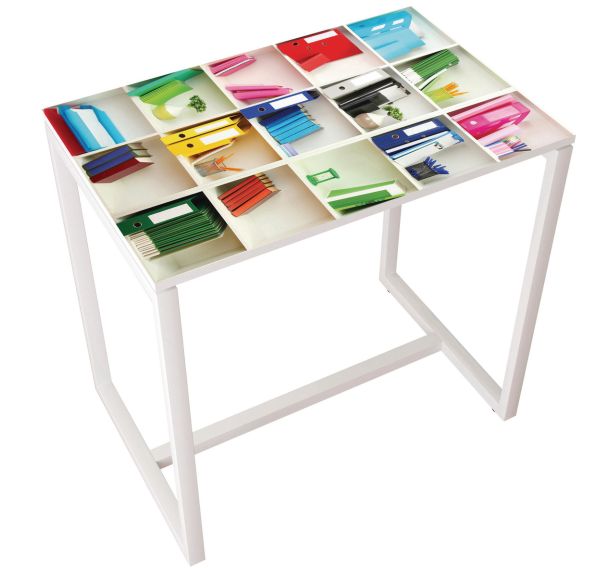 Table de réunion haute  4 personnes coloris Décor - Manutan Expert