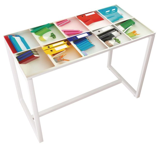 Table de réunion haute  6 personnes coloris Décor - Manutan Expert
