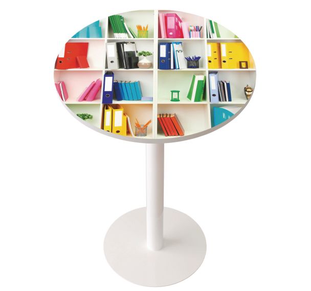 Table de réunion haute Easy Ø 80 cm plateau coloris Décor - Manutan Expert