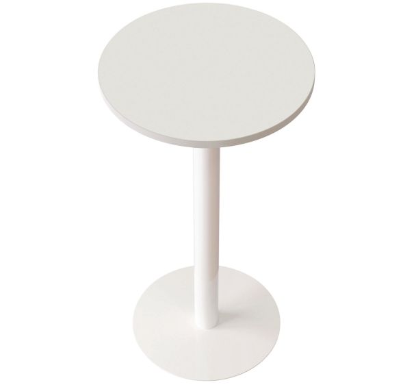 Table de réunion haute Easy Office pied métal Ø 60 cm plateau Blanc