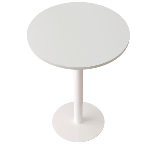 Table de réunion haute Easy Office pied métal Ø 80 cm Blanc - Manutan Expert