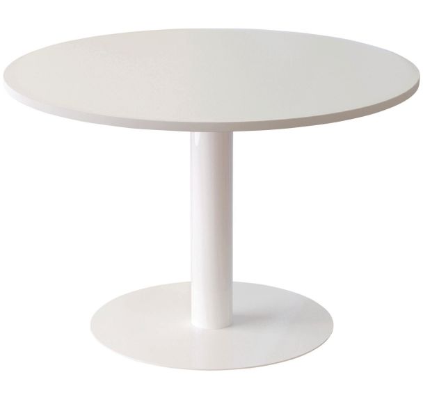 Table de réunion ronde Ø 115 cm Easy Office plateau Blanc pied blanc