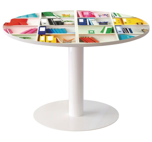 Table de réunion ronde coloris Décor - Manutan Expert