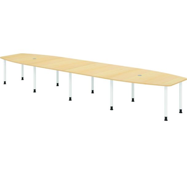 Table de réunion tonneau - 10 pieds blancs - 520x130cm - Hammerbacher