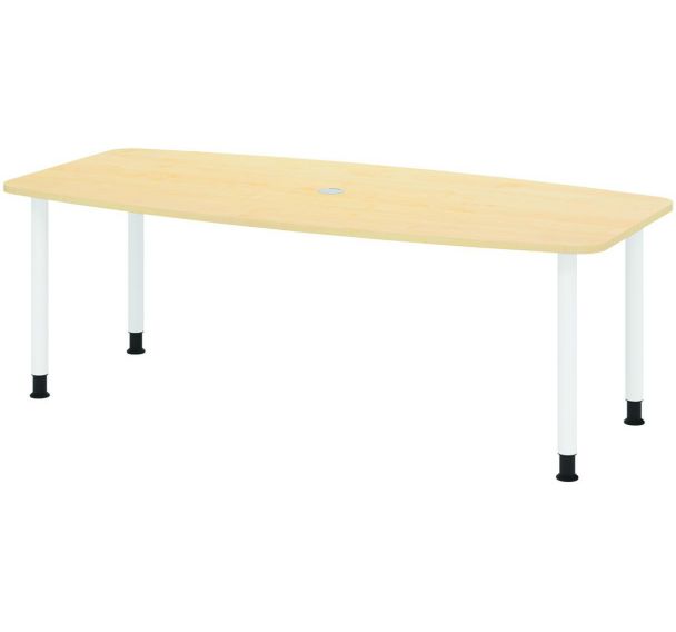 Table de réunion tonneau - 4 pieds blancs - 220x105cm - Hammerbacher