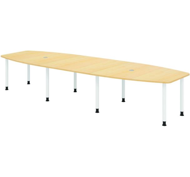 Table de réunion tonneau - 8 pieds blancs - 400x130cm - Hammerbacher