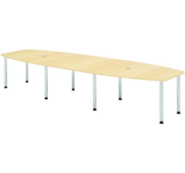 Table de réunion tonneau - 8 pieds chromés - 400x130cm - Hammerbacher