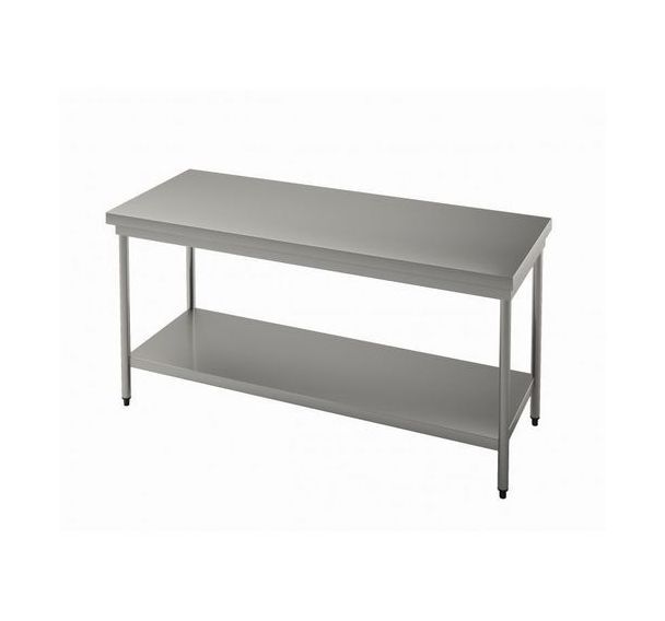 Table de travail centrale inox avec étagère - Hupfer