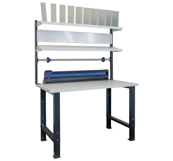 Table de travail et d'emballage avec porte-rouleau et coupe