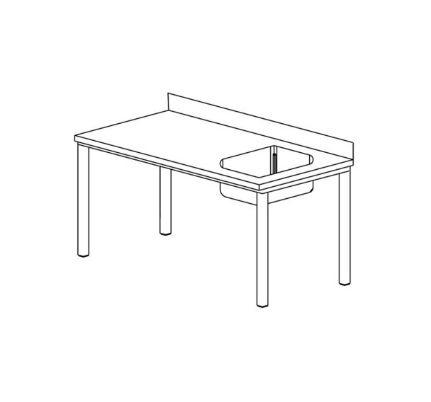Table du chef gamme 600, bac à droite- TC1BD166/1