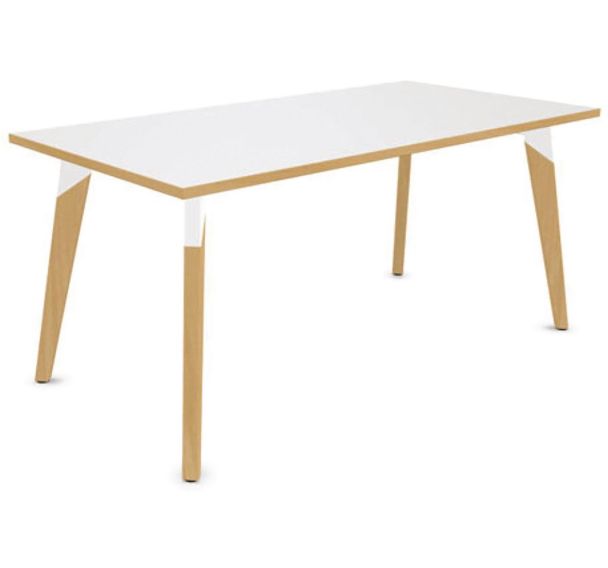 Table en plateau stratifié 160x80 cm H73,5cm blanc/blanc