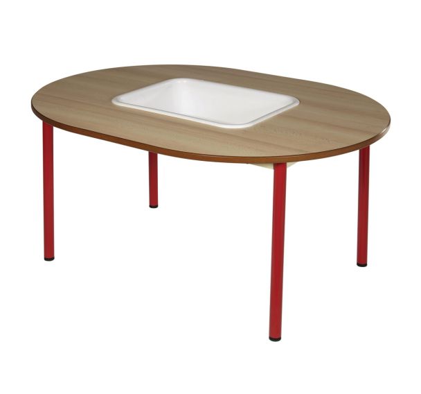 Table fixe Chloé plateau avec bac hêtre 4 pieds ovale - Mobidecor