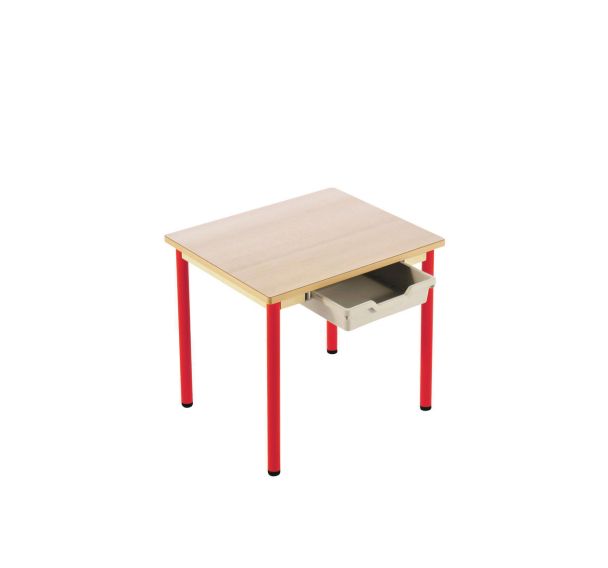 Table fixe Chloé plateau rectangulaire hêtre casier 4 pieds- Mobidecor