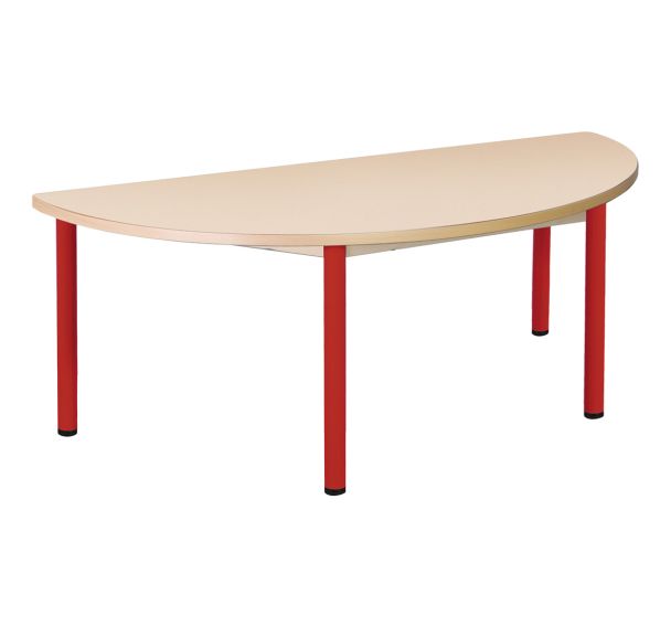 Table fixe Chloé plateau beige 4 pieds demi-lune - Mobidecor