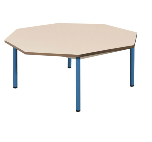 Table fixe Chloé plateau beige 4 pieds octogonale - Mobidecor