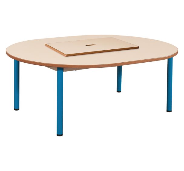 Table fixe Chloé plateau beige avec bac 4 pieds ovale - Mobidecor