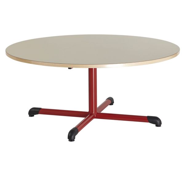 Table fixe Chloé plateau beige pied central ronde - Mobidecor