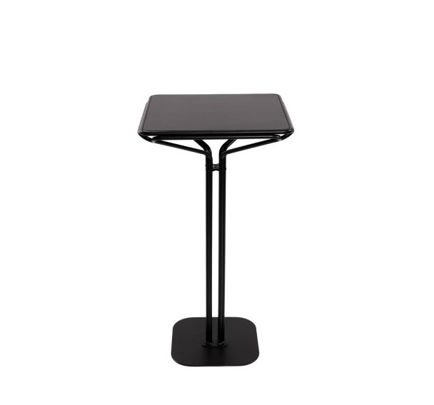 Table haute Pause carrée 60x60 plateau laqué noir